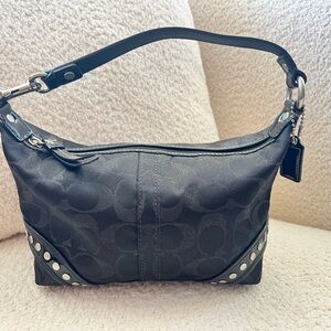 Coach Soho Mini Hobo Black Studded Leather Y2K Shoulder Bag
